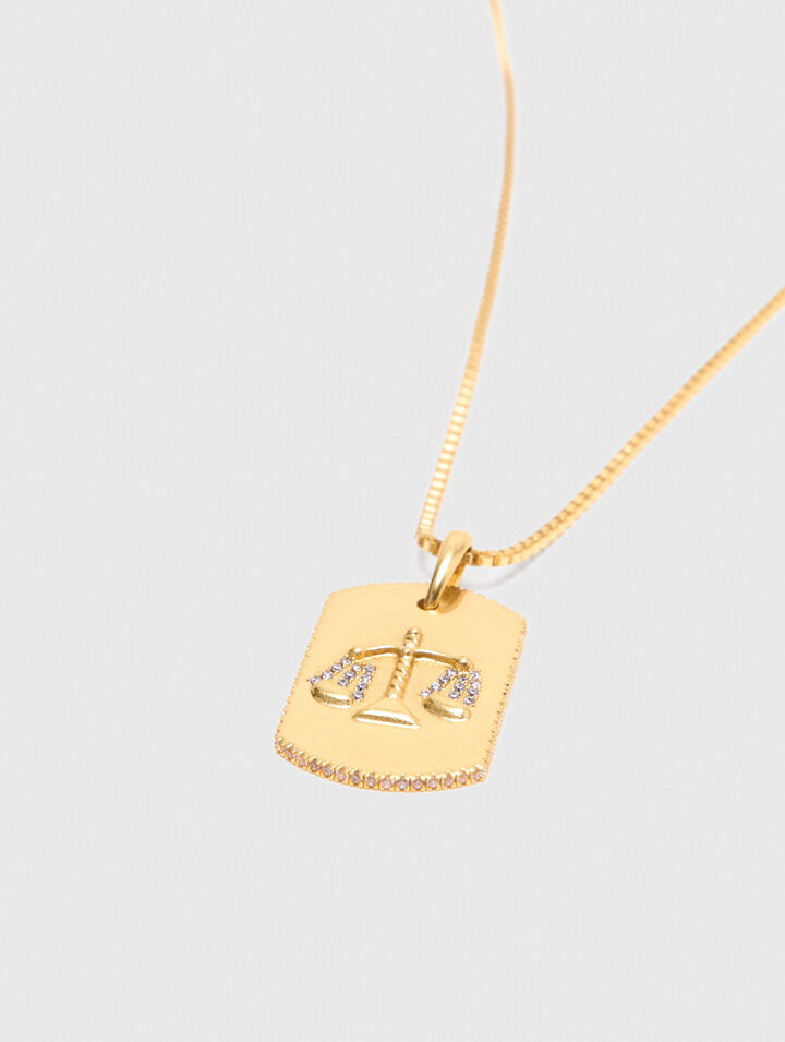 Zodiac sign plaque necklace