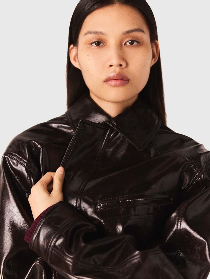 Cracked faux leather jacket