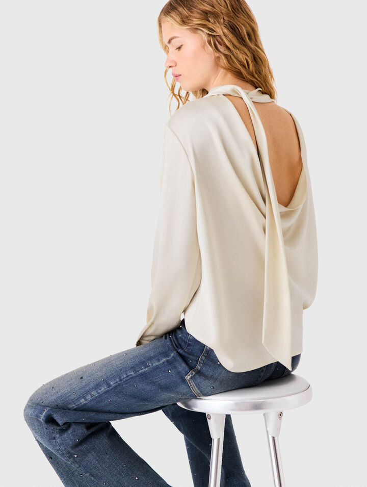 Satin blouse with draped back