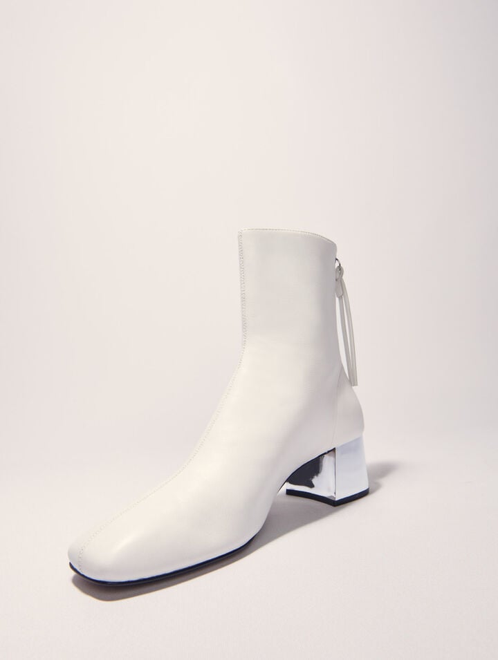 Square-toed leather boots