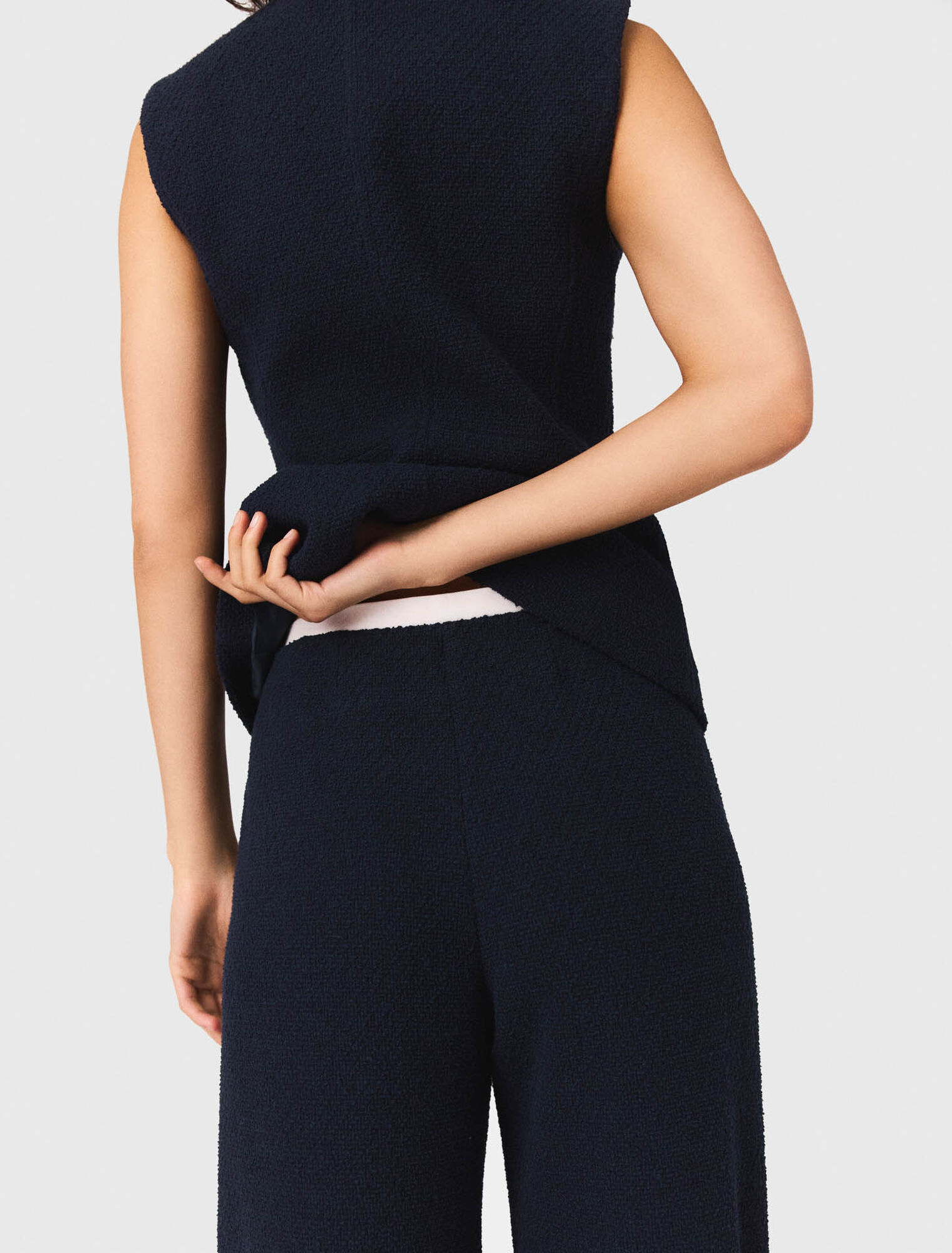 Straight-leg tweed trousers