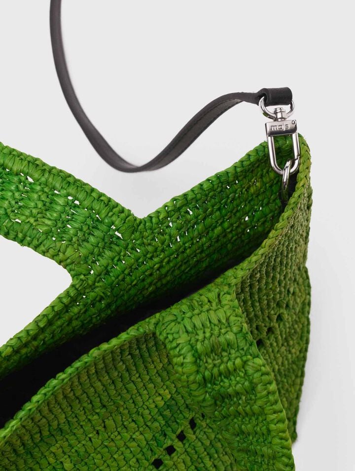 Natural raffia mini shopping bag
