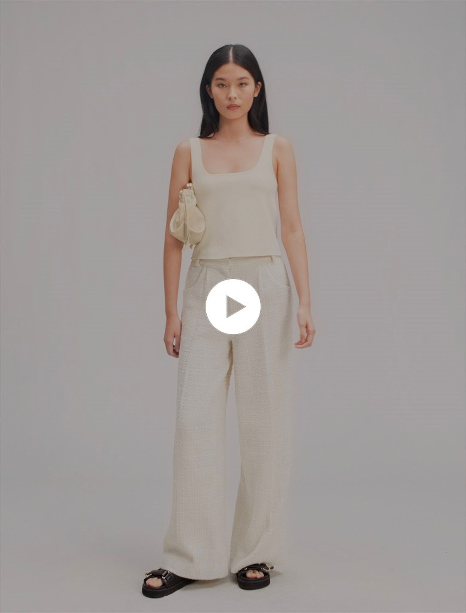 Wide-leg tweed trousers
