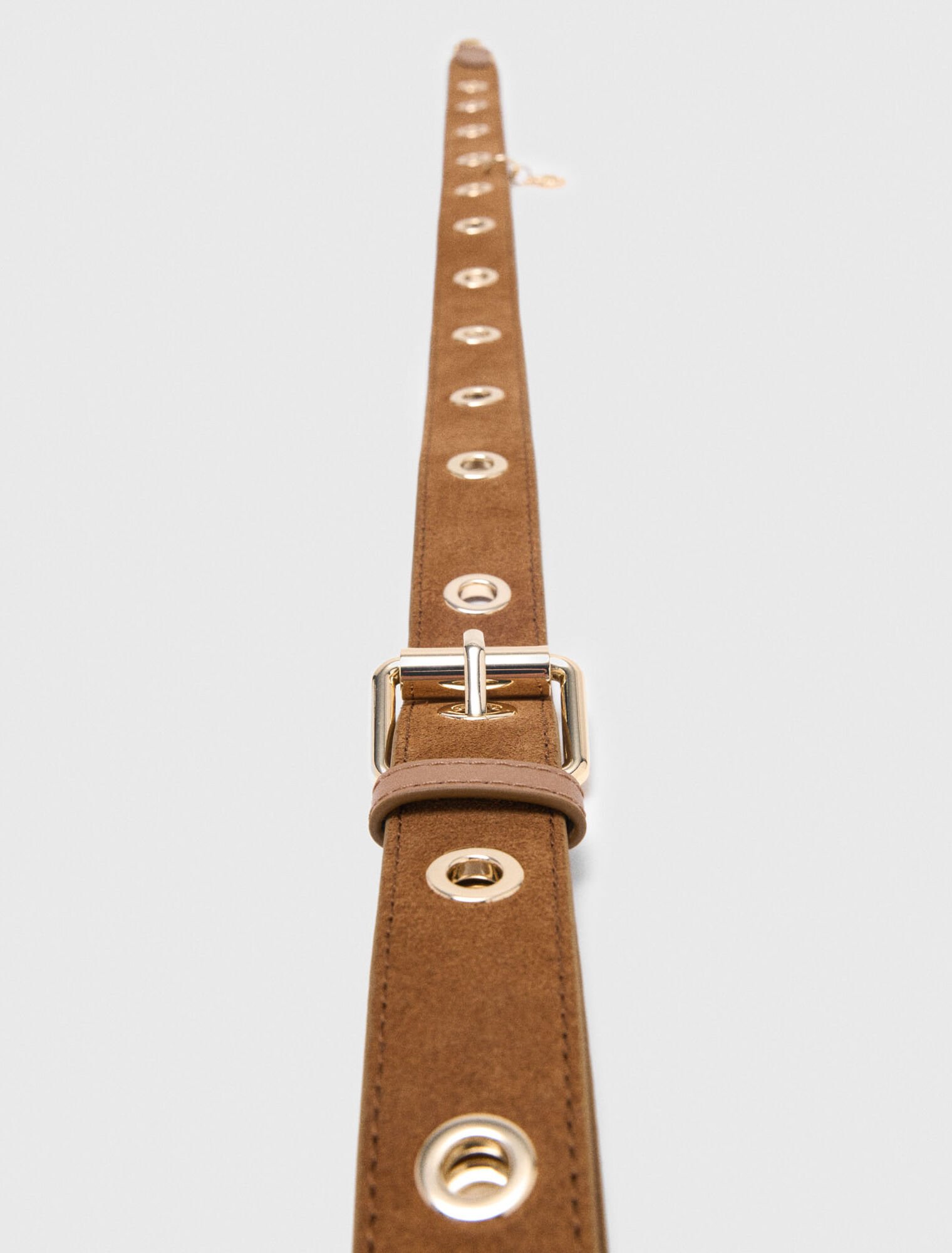 Suede shoulder strap with eyelets