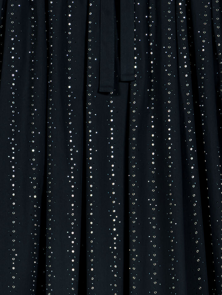 Long rhinestone cotton skirt