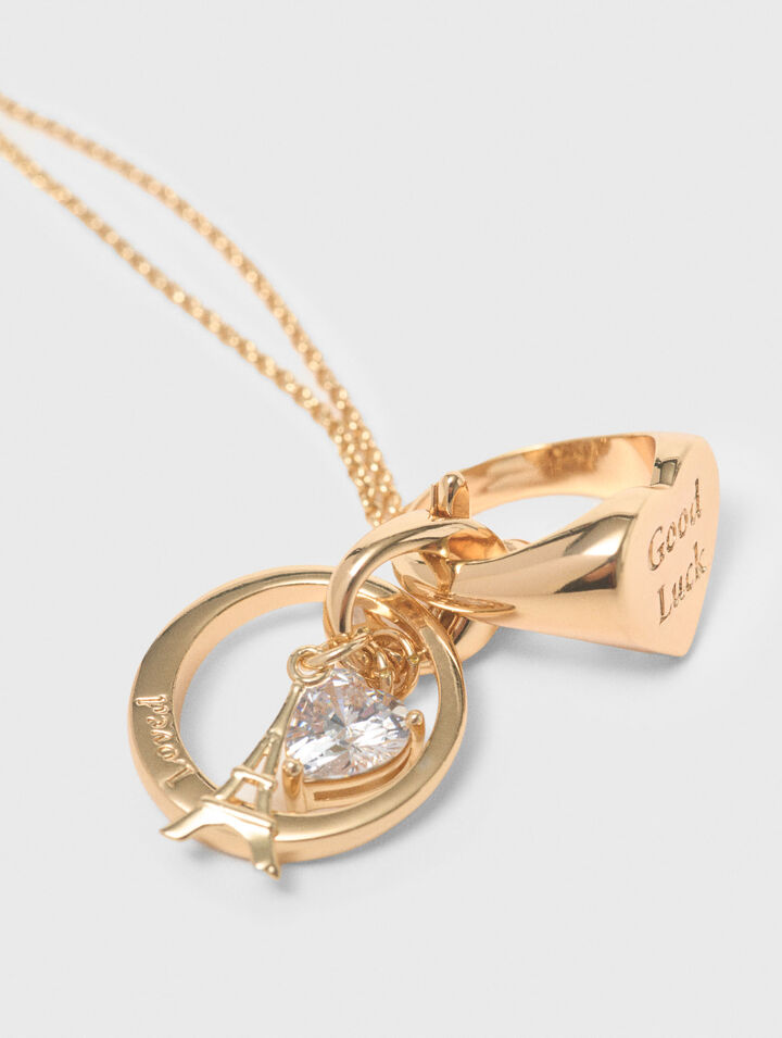 Goldtone necklace with ring details