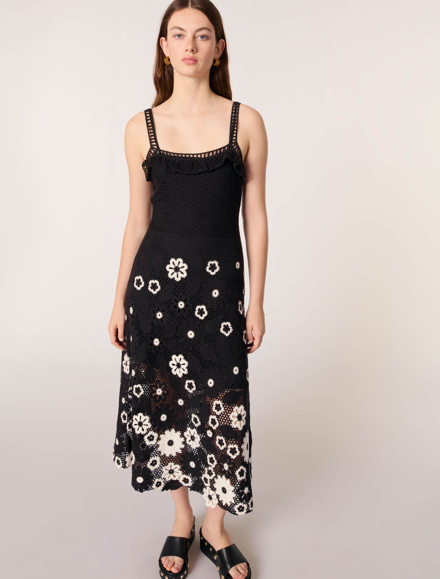 Floral crochet maxi dress