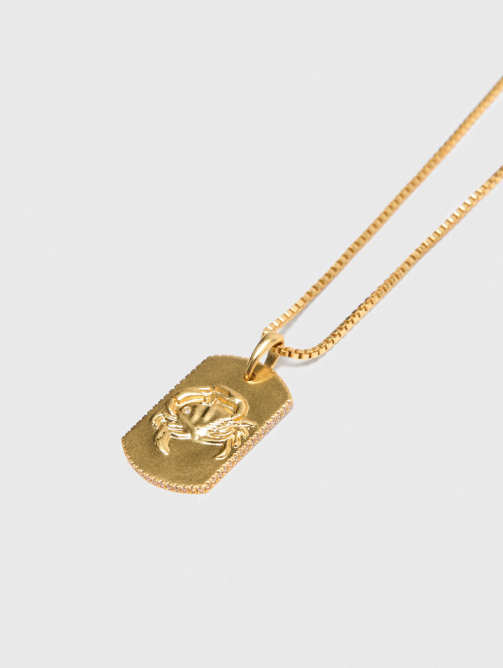 Zodiac sign plaque necklace