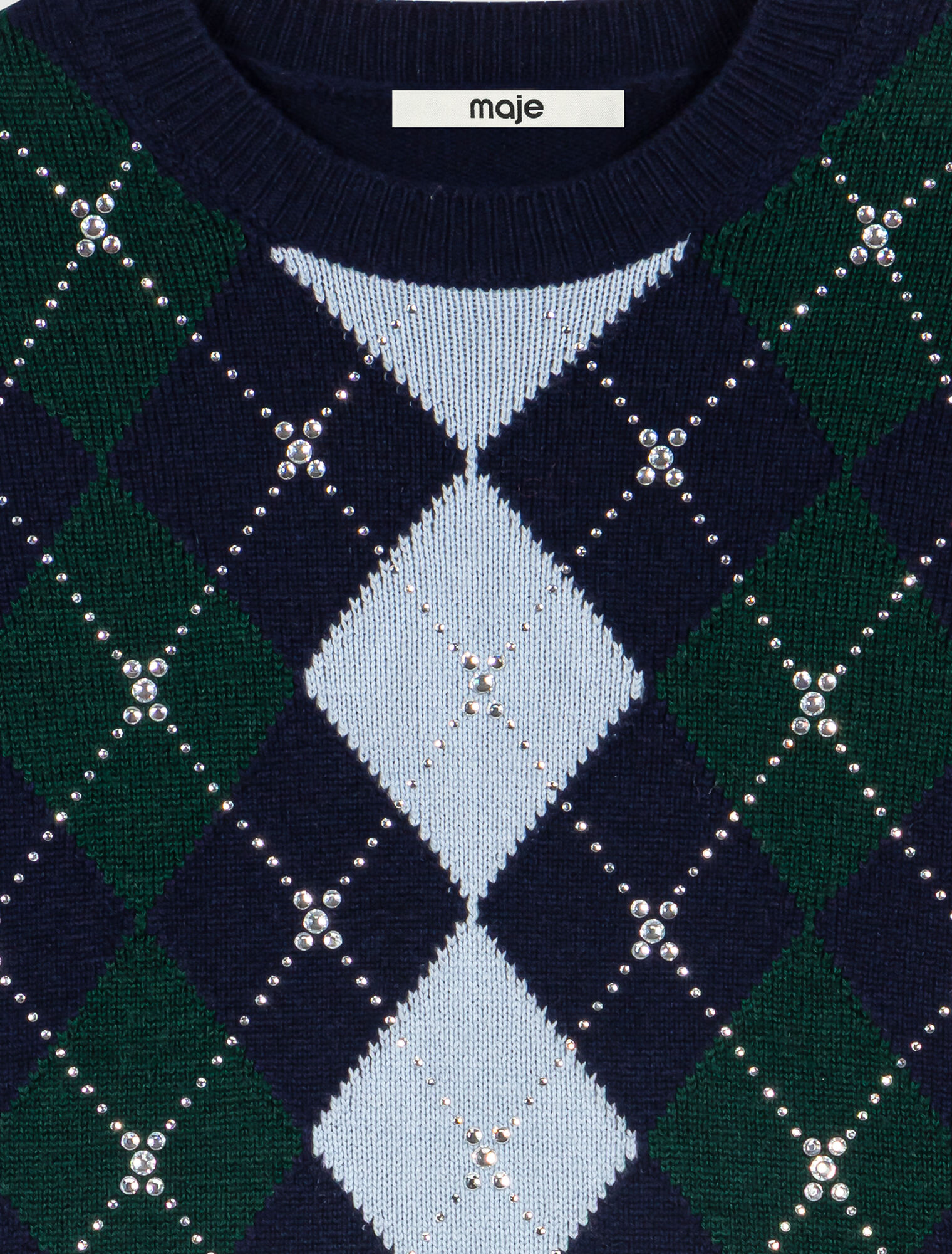 Argyle jumper with rhinestones