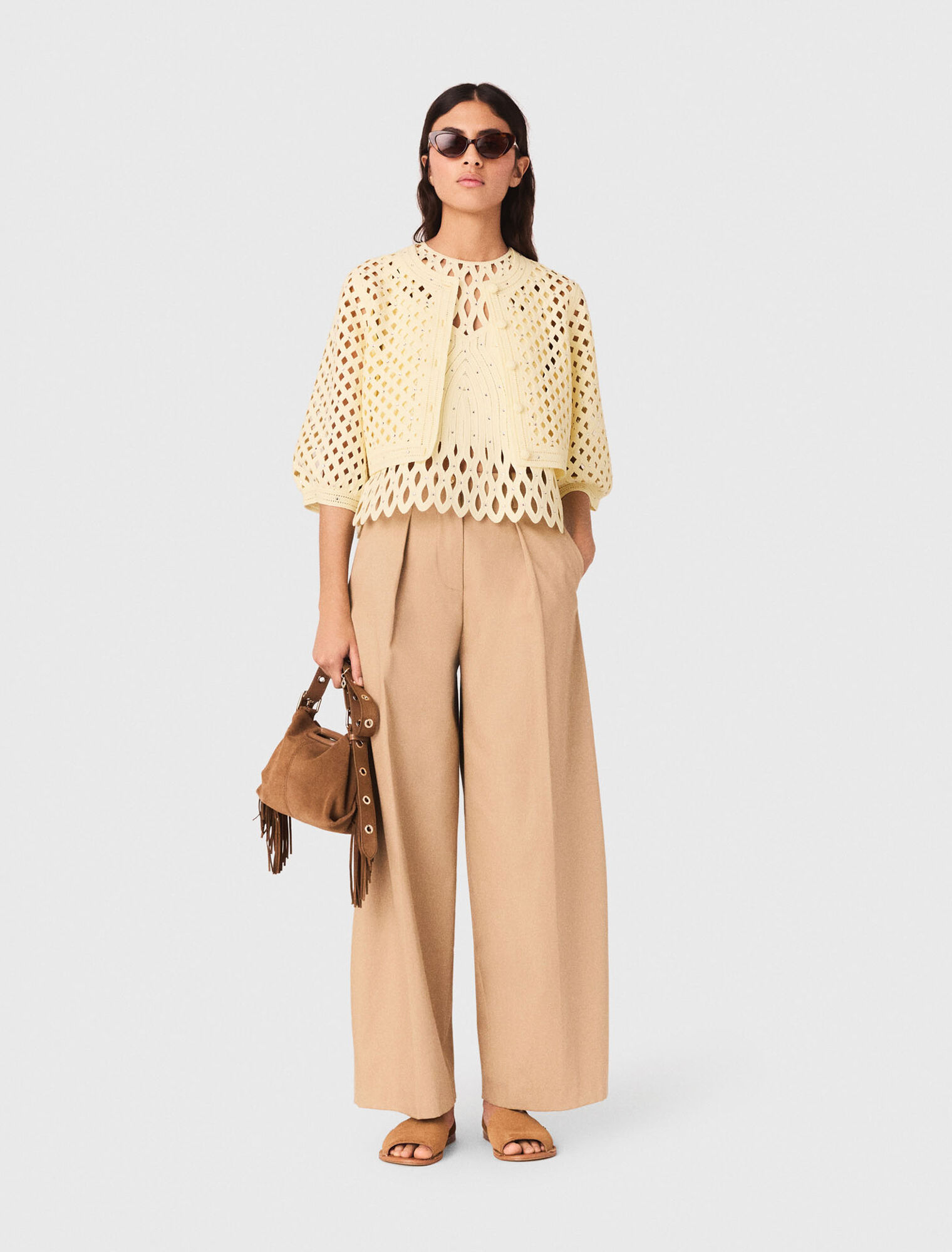 Rhinestone crochet cardigan