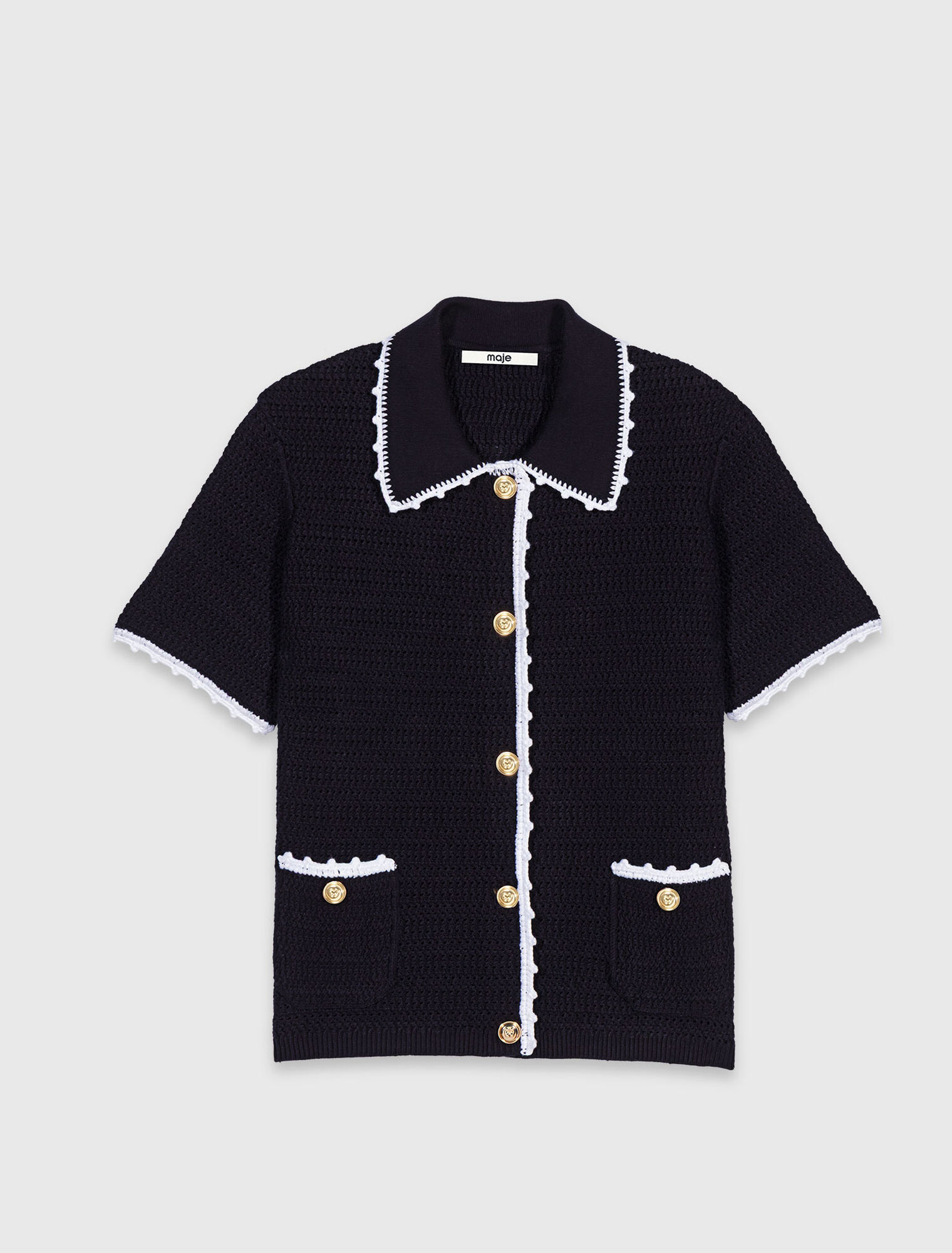 Cardigan with crochet trim