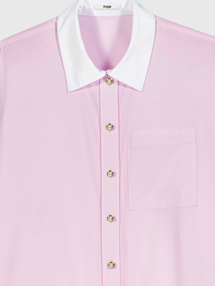 Cropped shirt with contrast collar