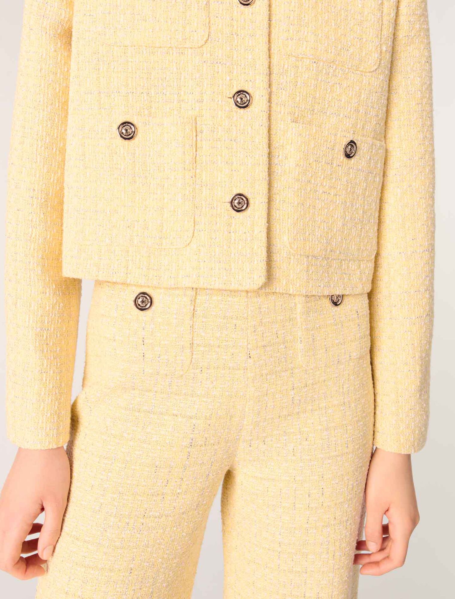 Straight-leg tweed/lurex trousers