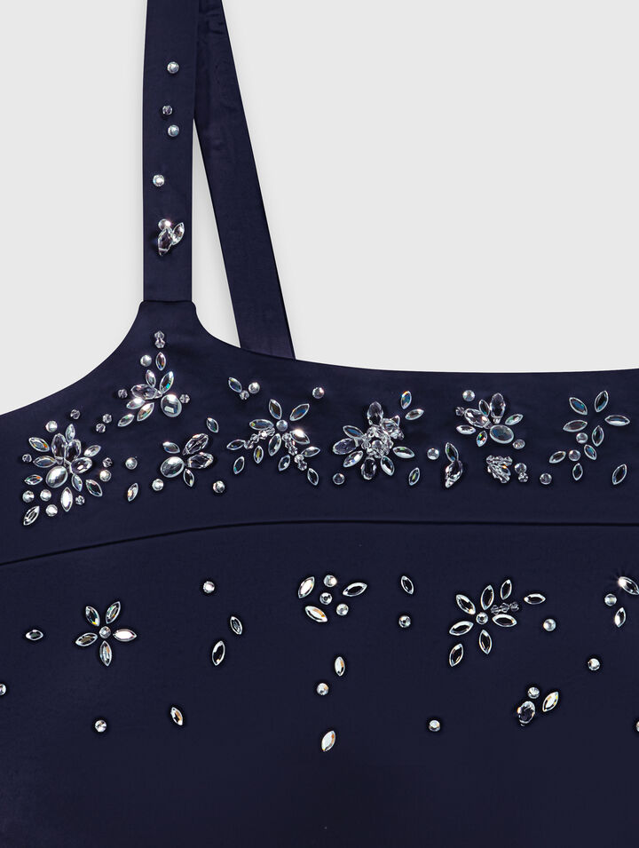 Embroidered satin top