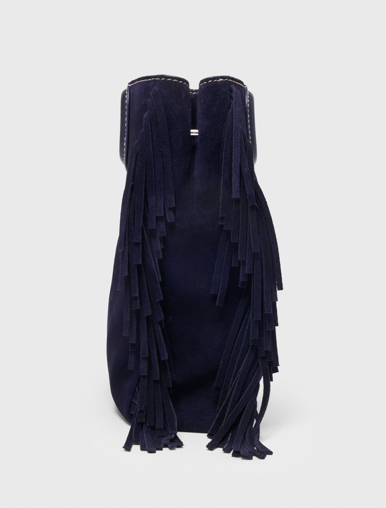 Topstitched suede M bag