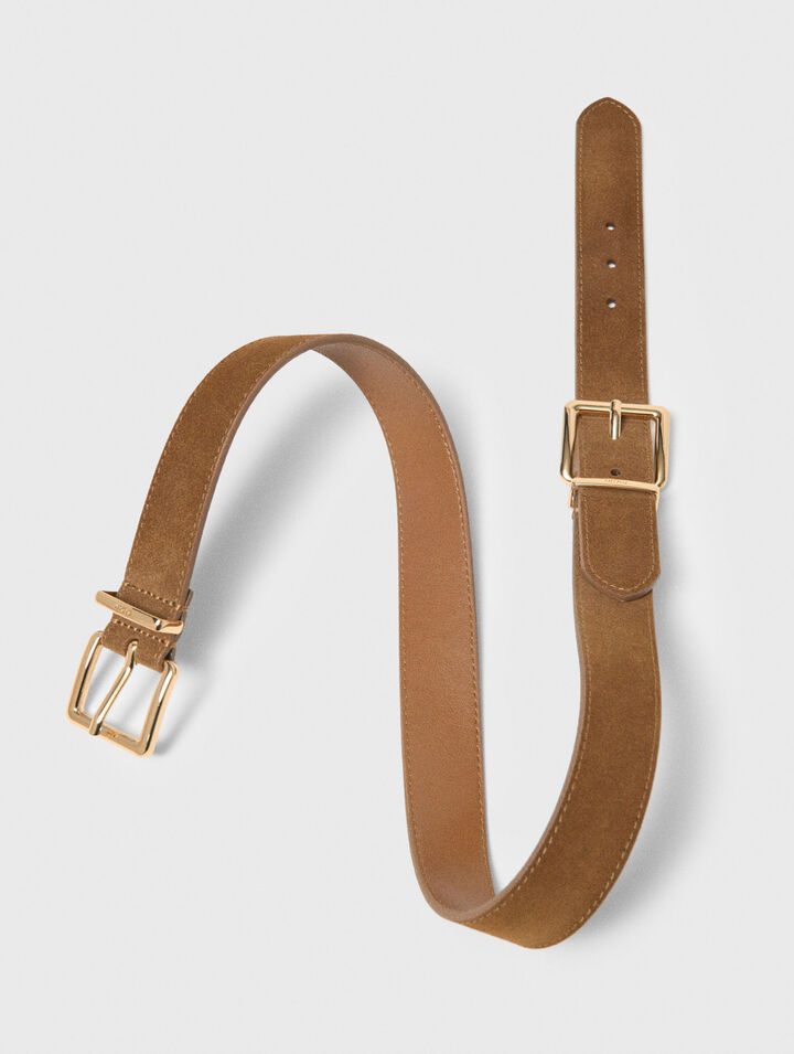 Double buckle suede belt