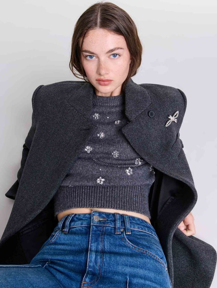 Cropped wool coat