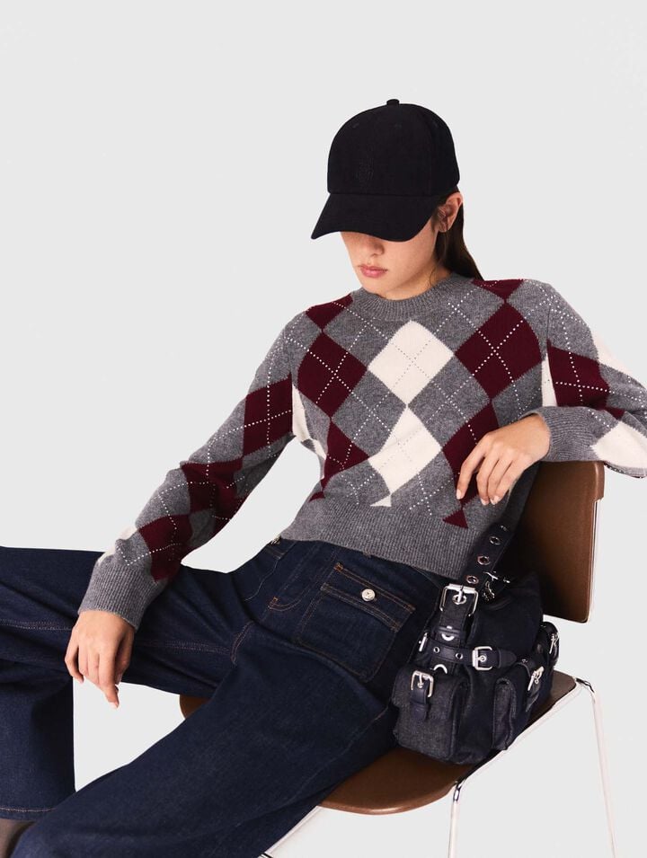 Cropped argyle jumper