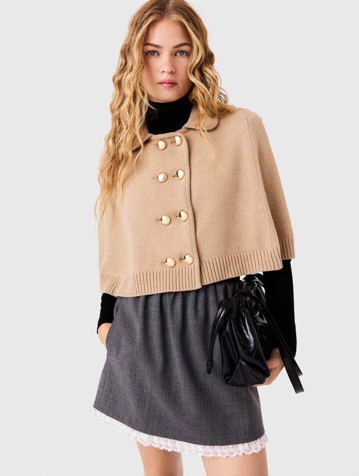 Wool blend mini cape