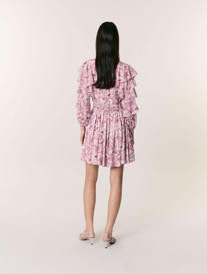 Patterned ruffled dress