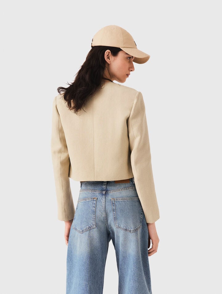 Short linen blend jacket