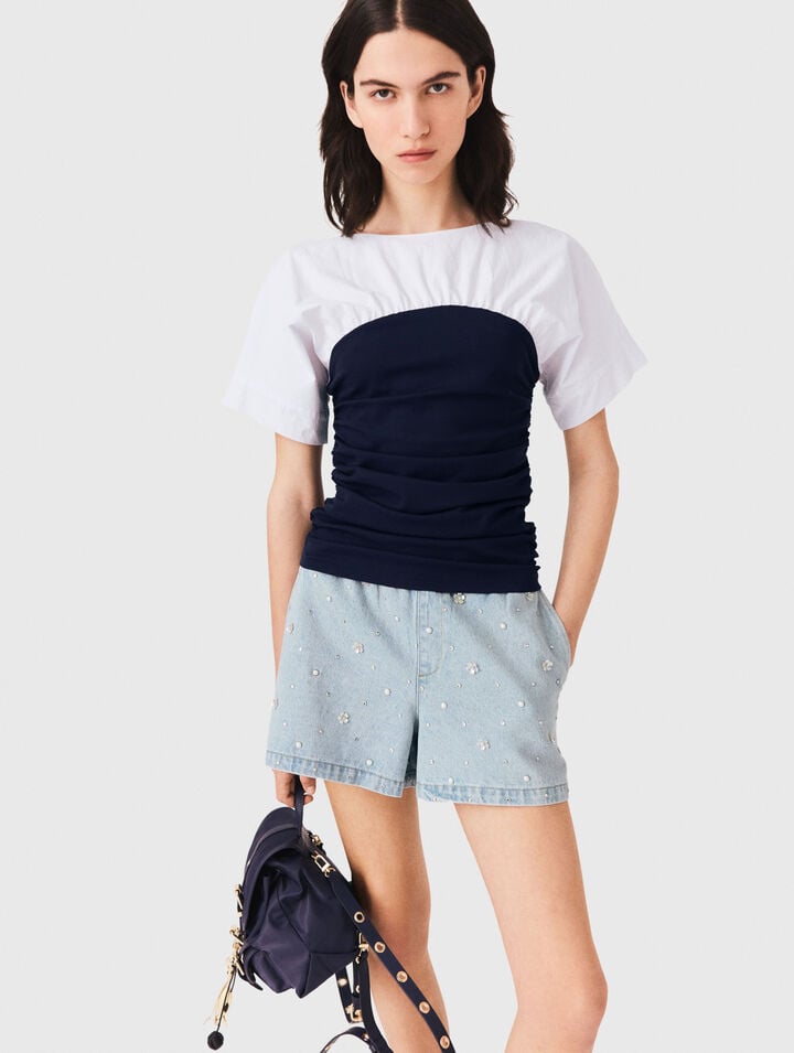 Pleated jersey top