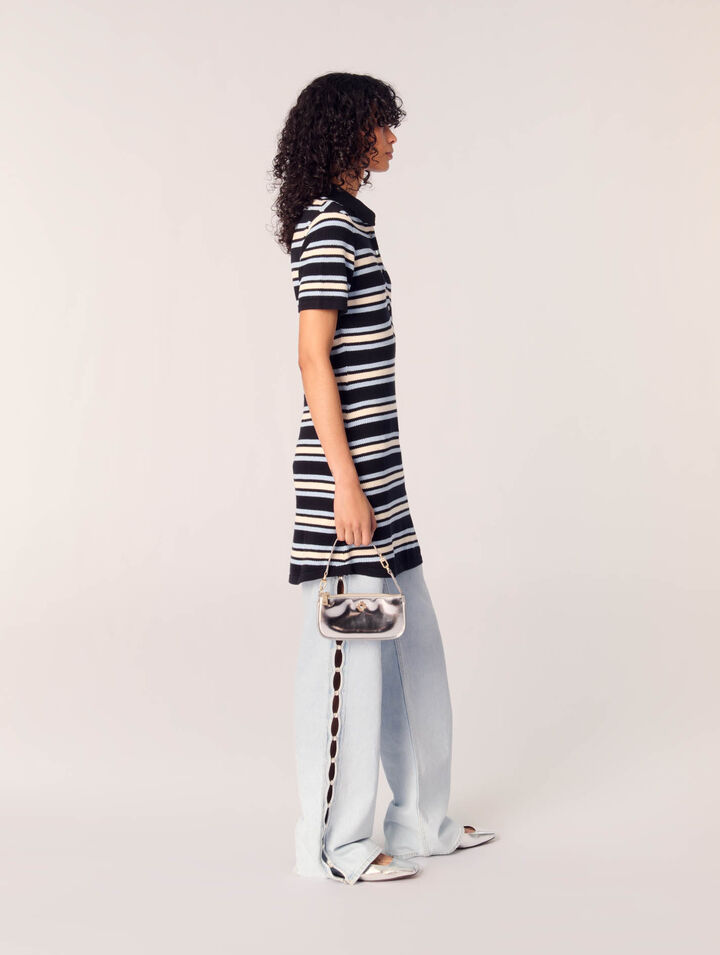 Striped knit polo dress