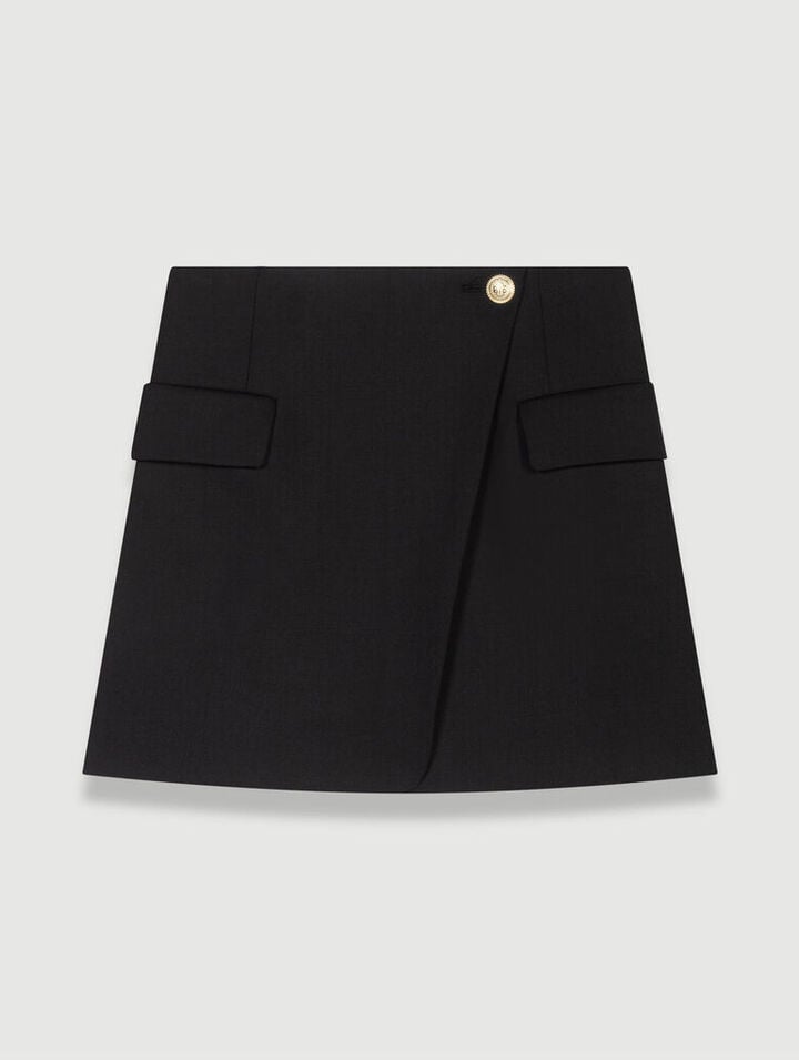 Asymmetric wrap skirt