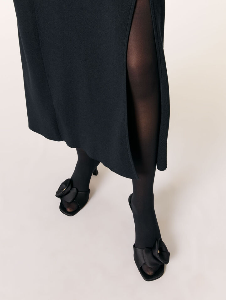 Textile mules with satin flower