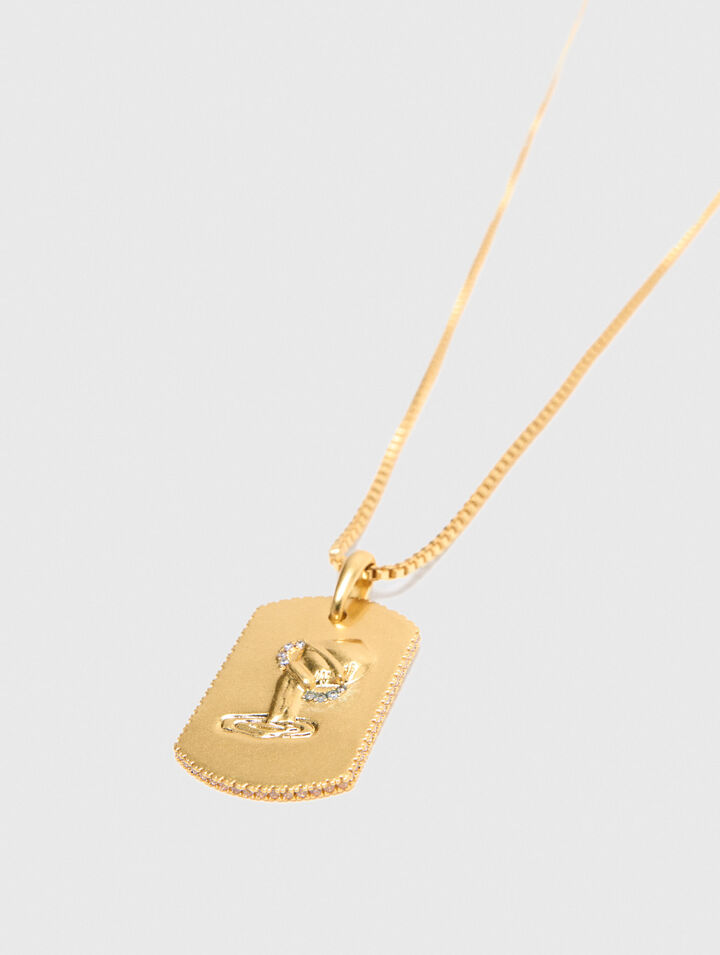 Zodiac sign plaque necklace