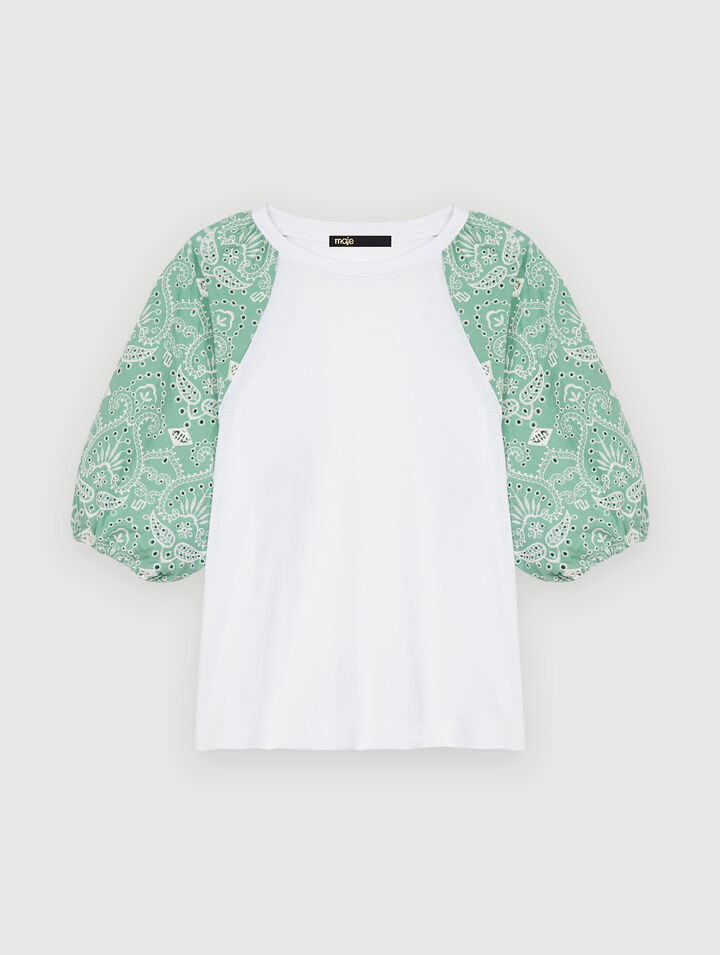 Mixed-material tee-shirt