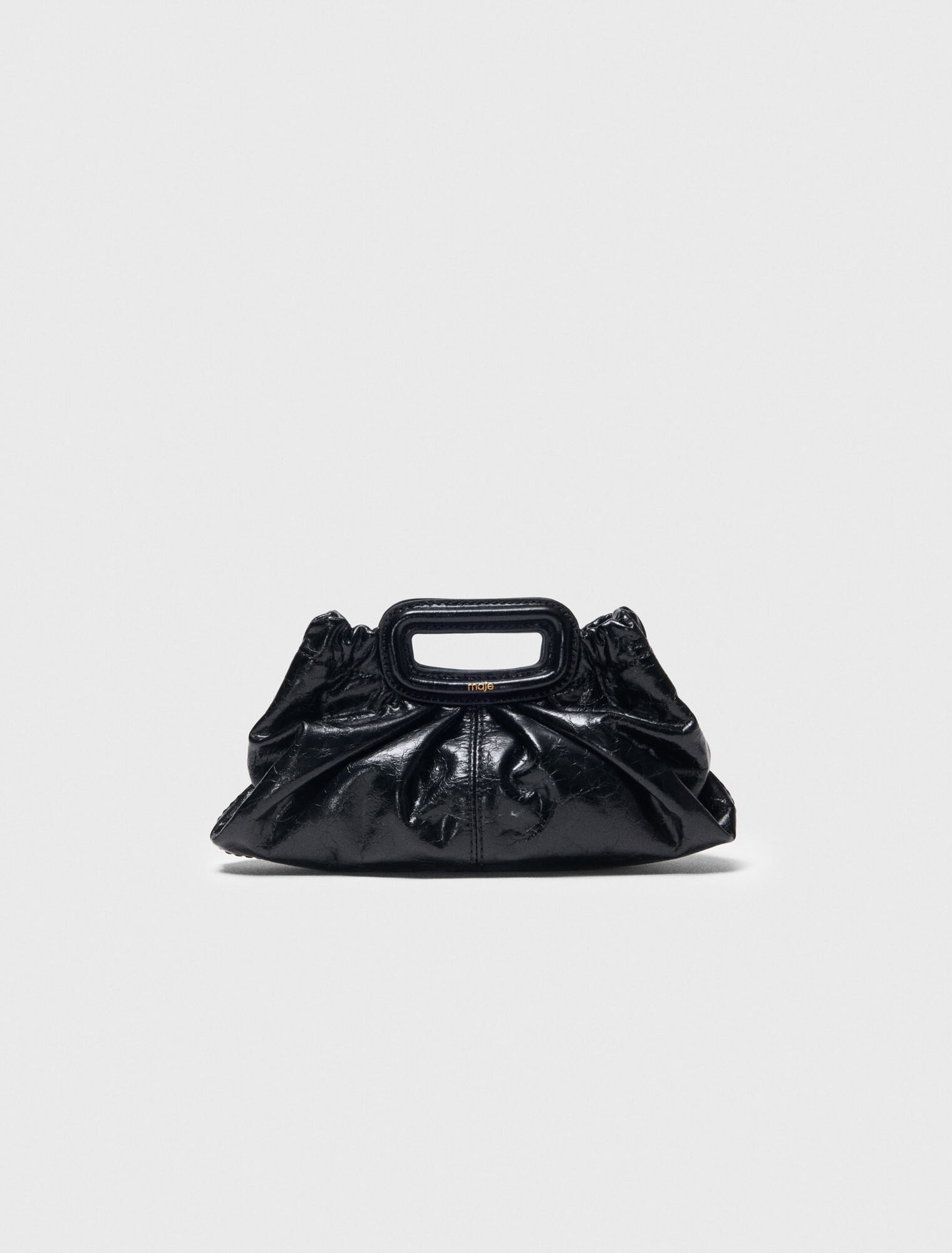 Mini crackled leather clutch