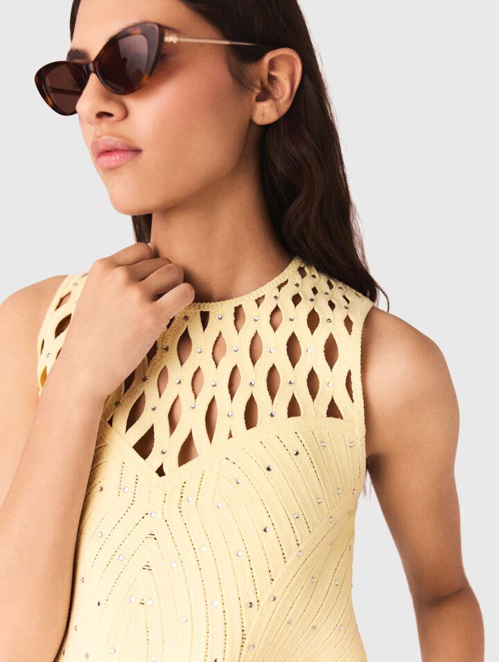 Crochet rhinestone top