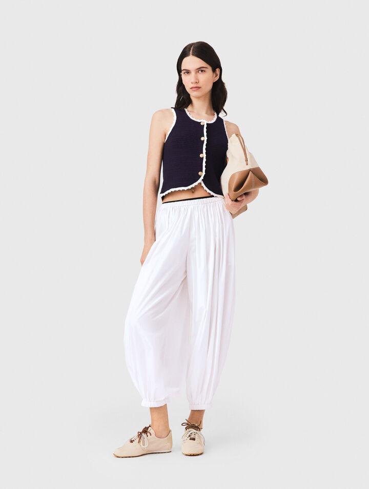 Knit top with crochet trim