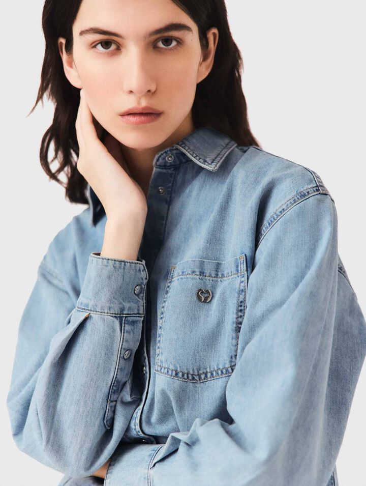 Denim shirt with logo