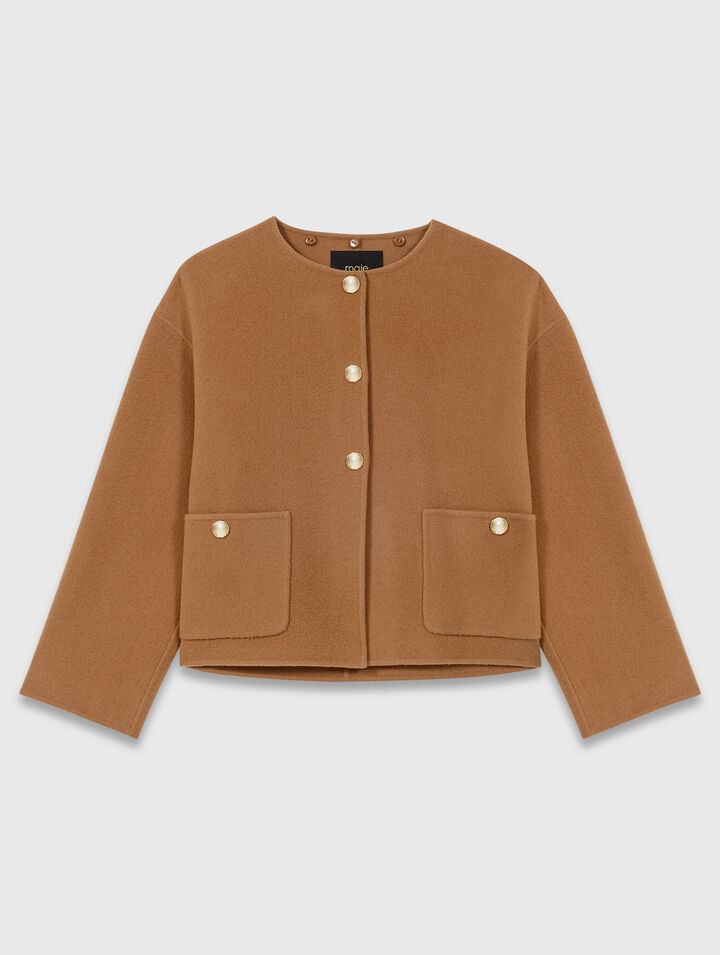 Double-faced coat with leather