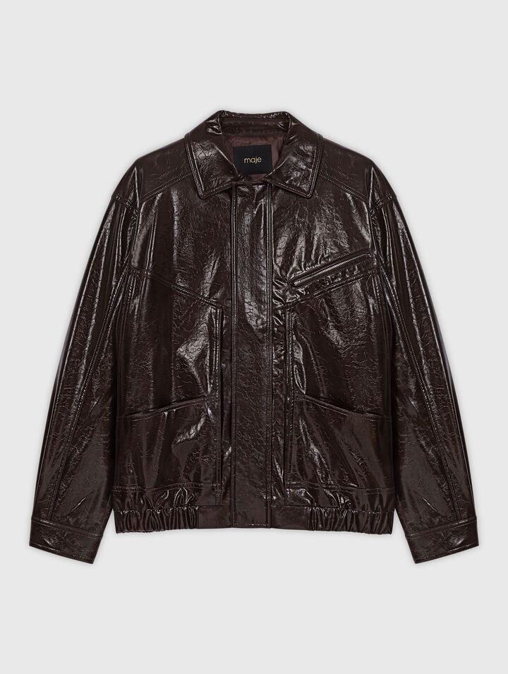 Cracked faux leather jacket