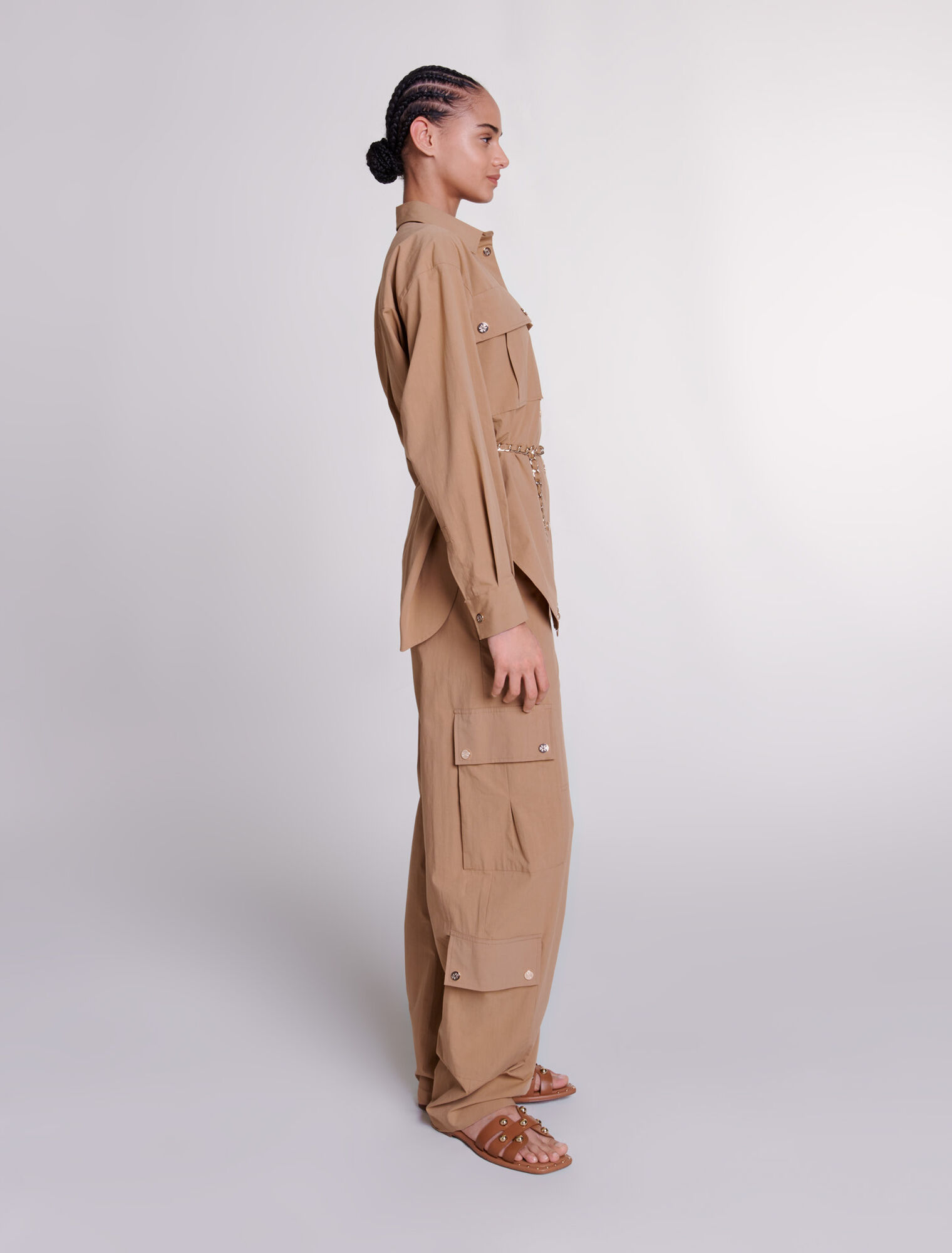 Belted long shirt