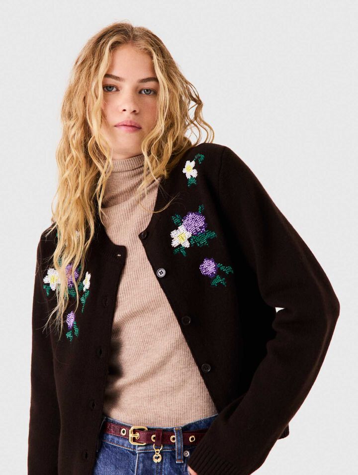 Cardigan with floral embroidery