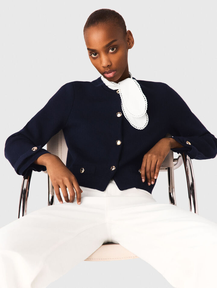 Detachable embroidered collar cardi