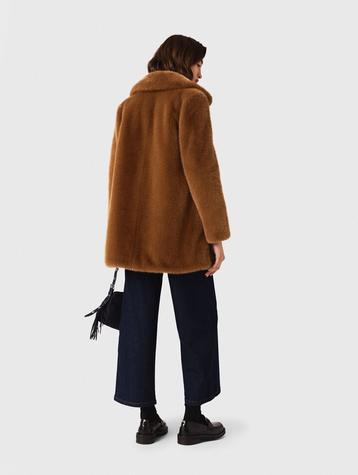 Mid-length faux fur coat