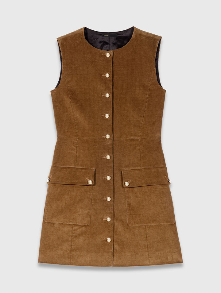 Robe courte en velours côtelé