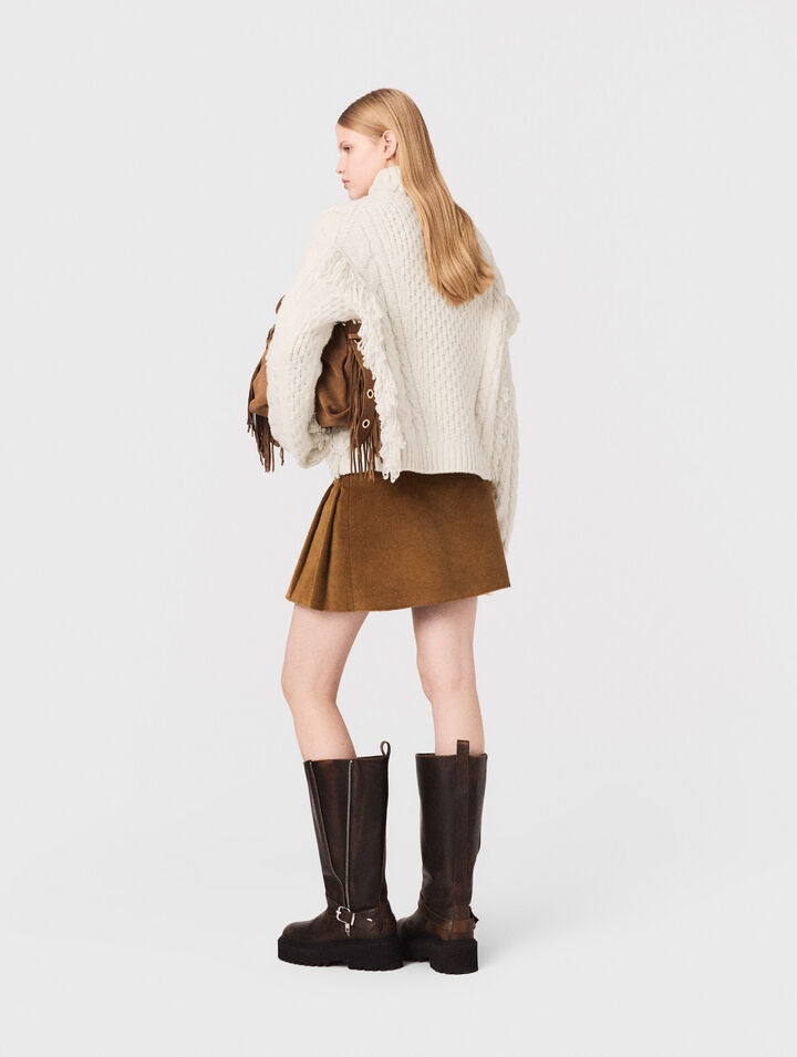Wool-blend jumper with fringes