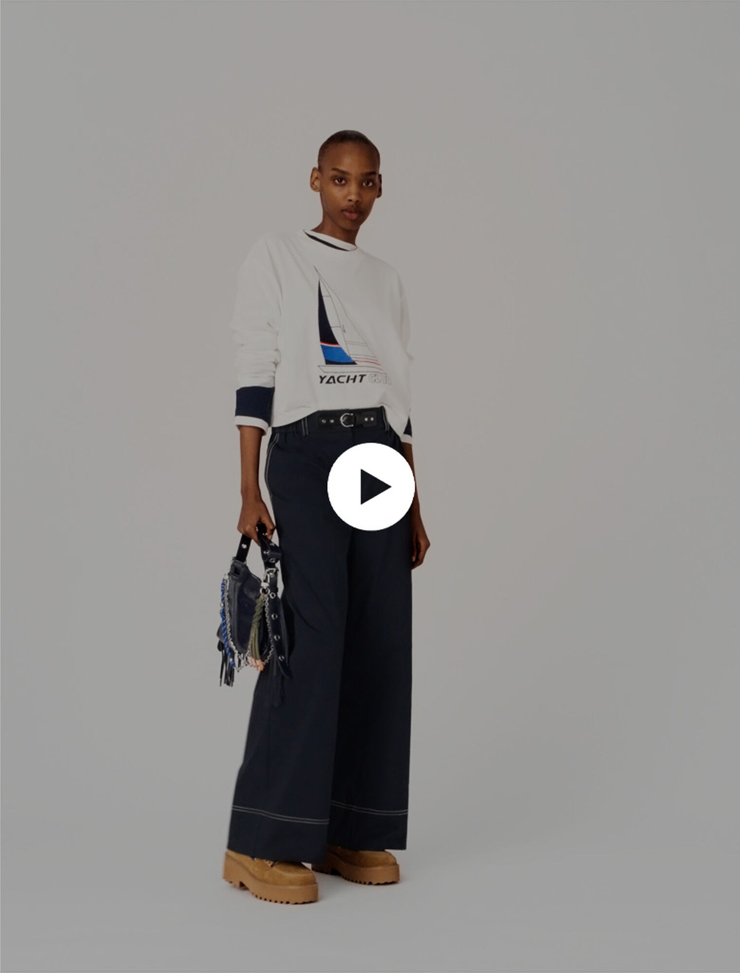 Cotton trousers with leather belt