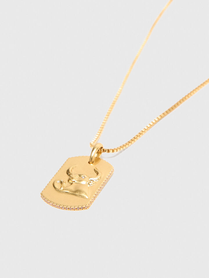 Zodiac sign plaque necklace