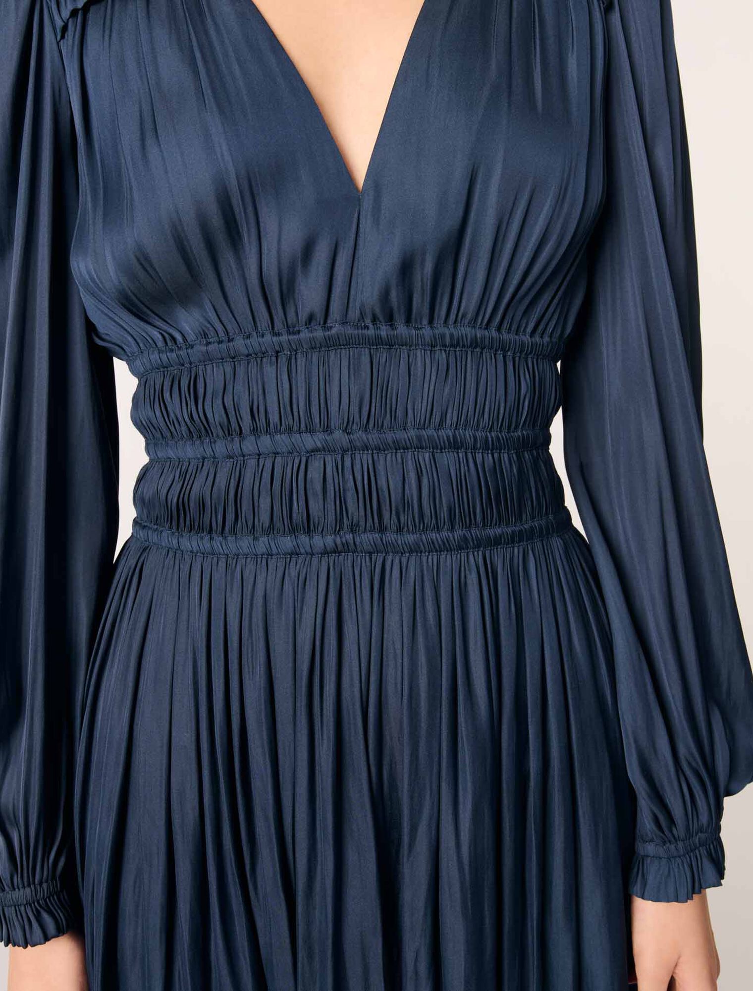 Short satin dress with ruffles