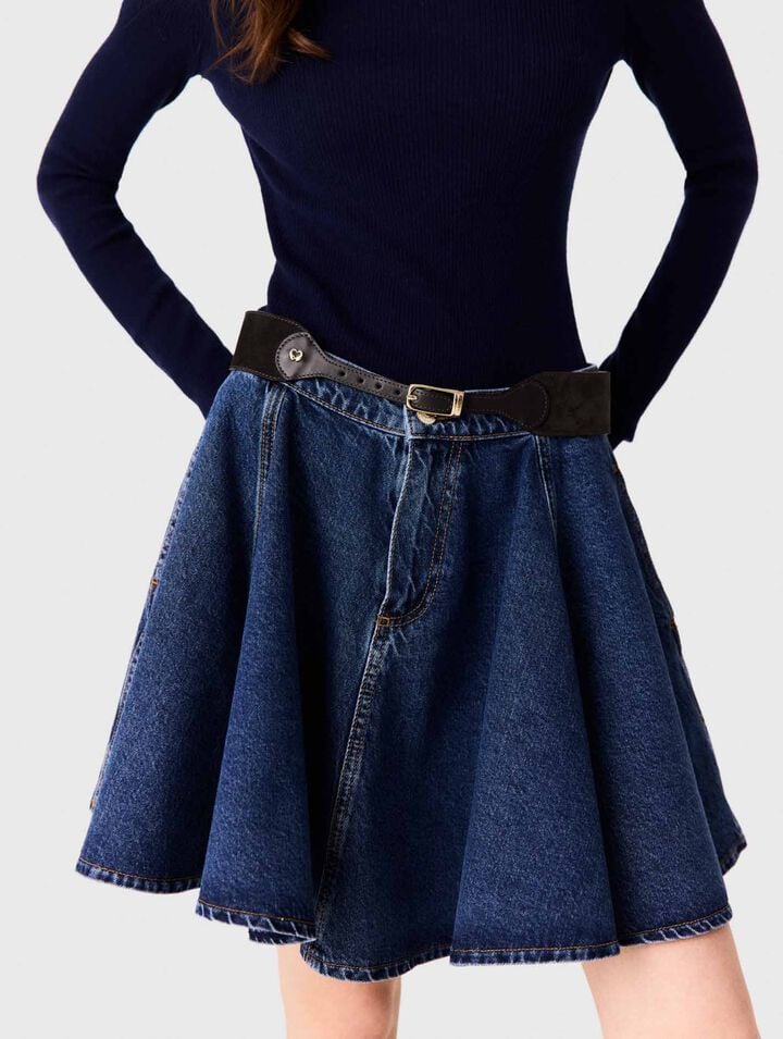 Mixed suede and leather corset belt