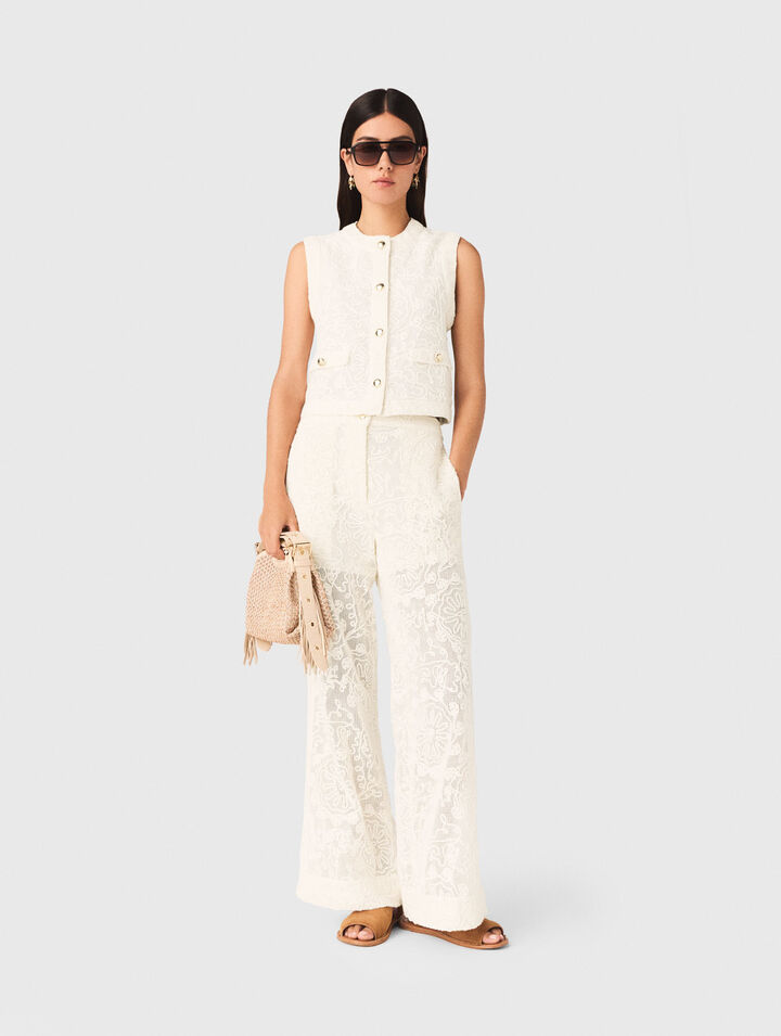 Guipure lace trousers