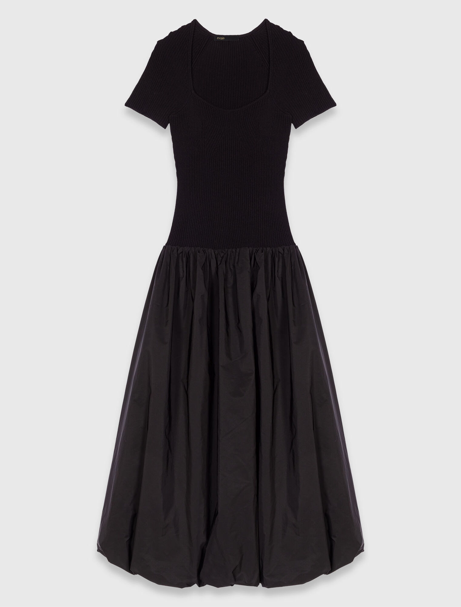 Long mesh and taffeta dress