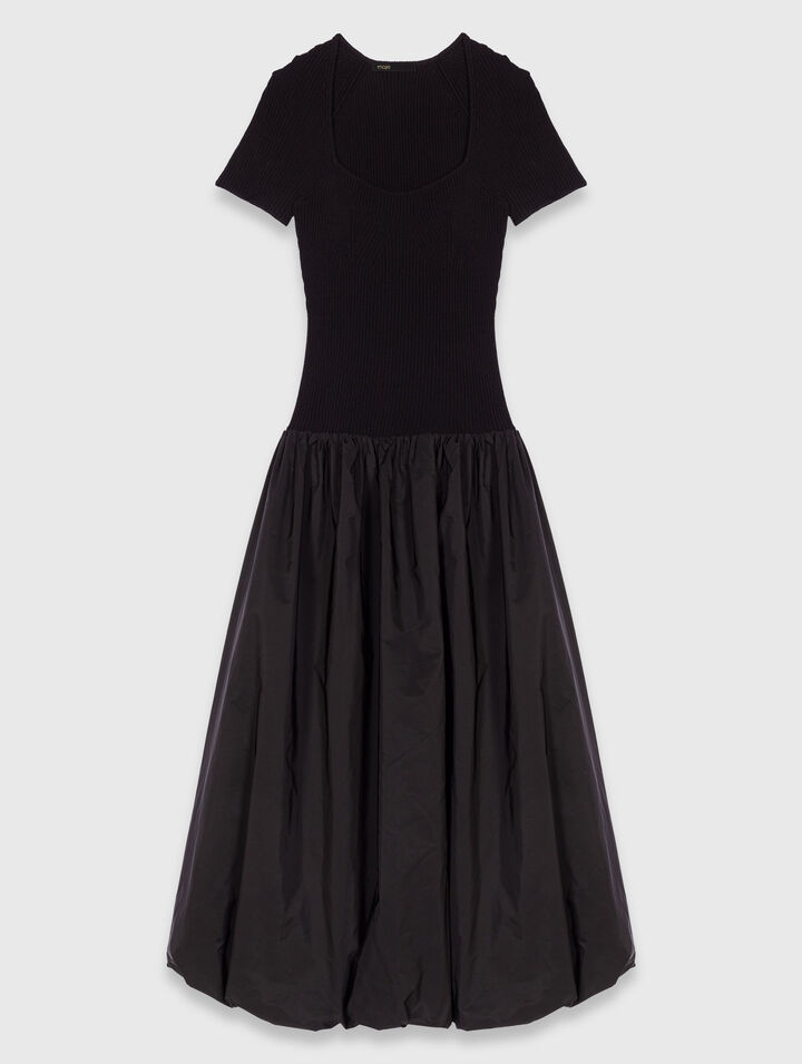 Long mesh and taffeta dress